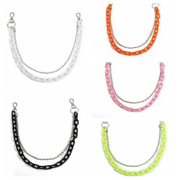 Ins street net red waist chain candy color resin pants chain ornaments retro trend pendant double chain female