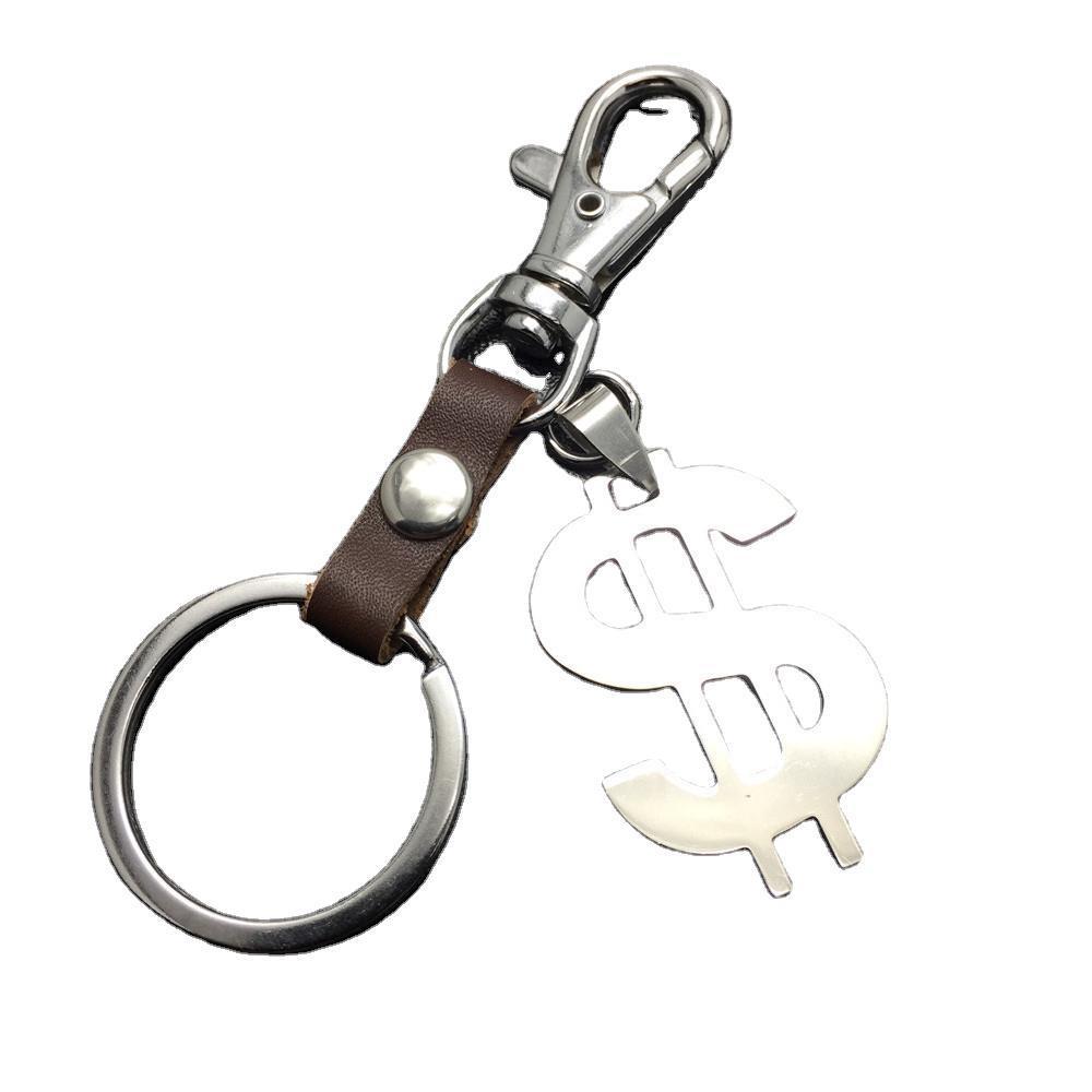 US dollars, US knives, titanium steel pendant, stainless steel hanging price, cowhide key chain, Valentine's Day gift bag pendant