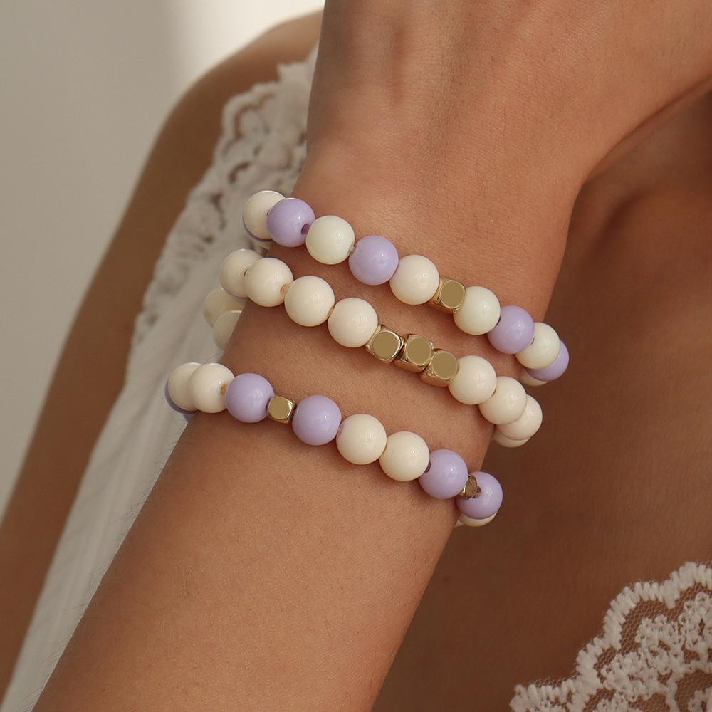 B1635 Mori Girls Jewelry Candy Color Sweet Fresh Bracelet Set Elastic Beads Elegant Bracelet