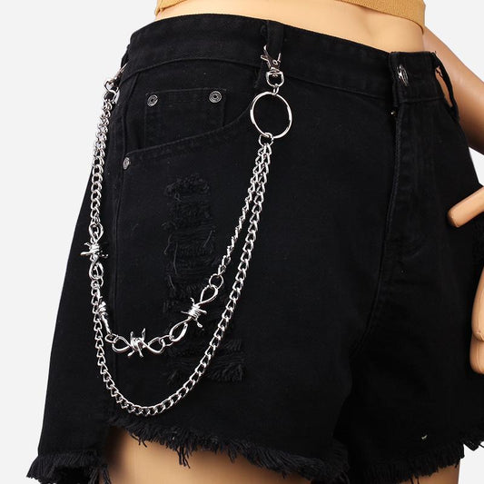 Hip-hop trend personality thorn waist chain exaggerated cool punk thorn pants chain clothing chain