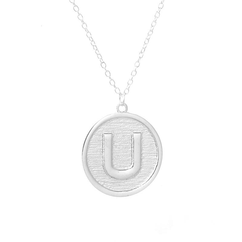 Jewelry round cake horseshoe-shaped U-shaped necklace tag ID card letter pendant female necklace