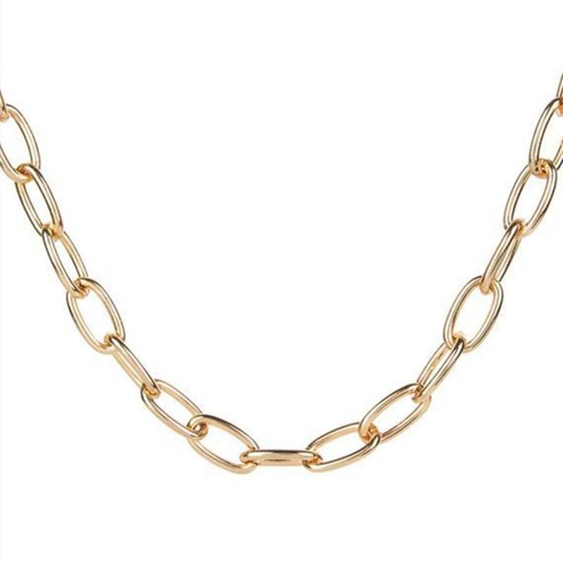 Popular New Jewelry Fashion Single Layer Metal Punk Thick Chain Necklace Earrings Necklace Accessories Women