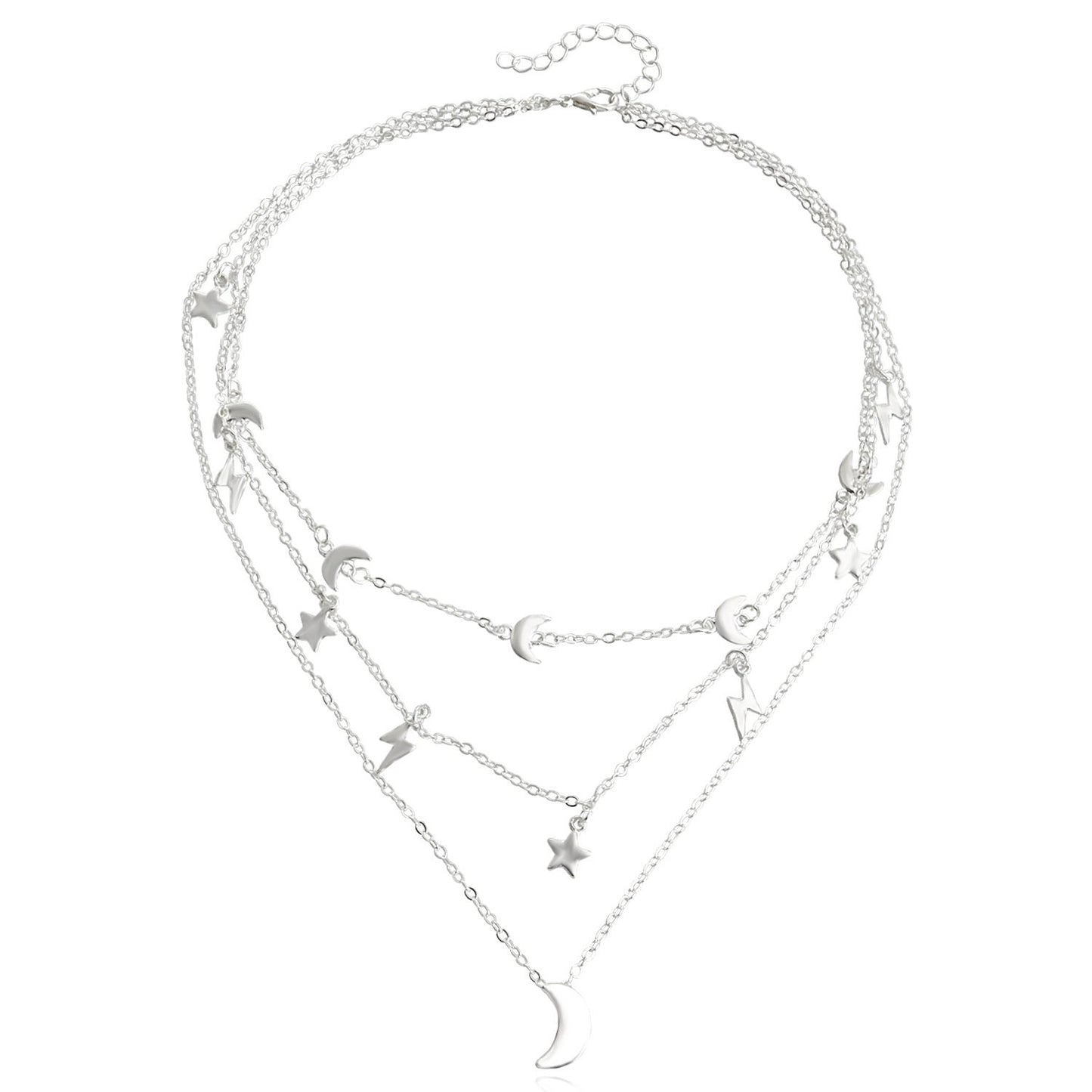 Jewelry Star Moon Pendant Double Layer Necklace Creative Retro Simple Alloy Necklace