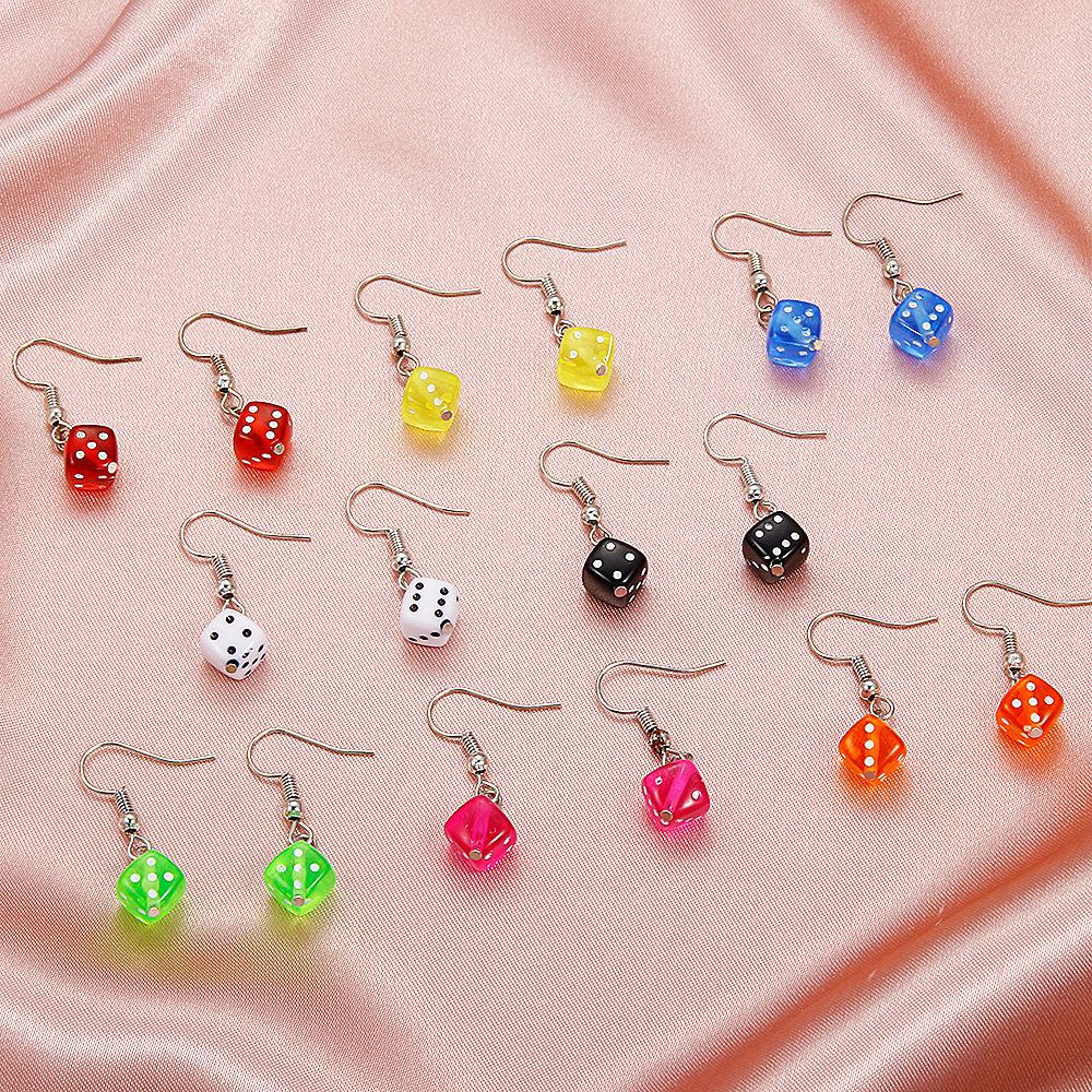 Acrylic earrings personalized creative color three-dimensional dice earrings ins simple earrings