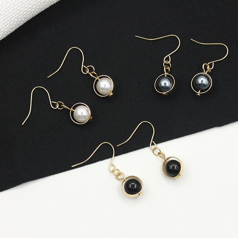 Popular ear jewelry long and short ring pearl pendant earrings simple and versatile