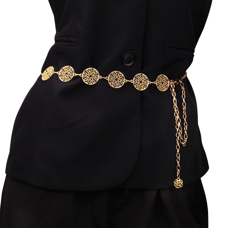 Spring Summer Hook Adjust Waist Chain Ladies Fashion Metal String With Dress Sweater Decorative Body Chain