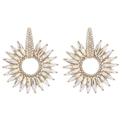 1617 Jewelry Exaggerated Diamond Temperament Circle Earrings Retro Sunflower Geometric Fashion Earrings