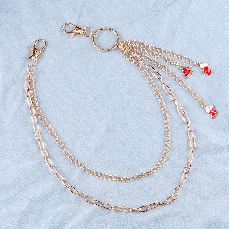 ins Harajuku personality street Halloween disco snowman ornaments multi-layer pants chain original