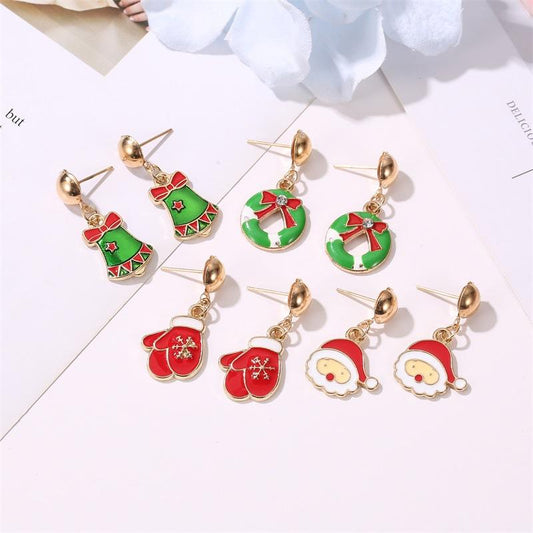 Christmas Tree Earrings Christmas Style Snowflake Pumpkin Rainbow Earrings Women's Holiday Cartoon Celebration Small Gifts
