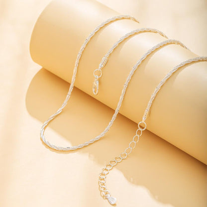 Trendy simple cold water wave chain necklace personality wave pattern sparkling flash niche lady clavicle chain