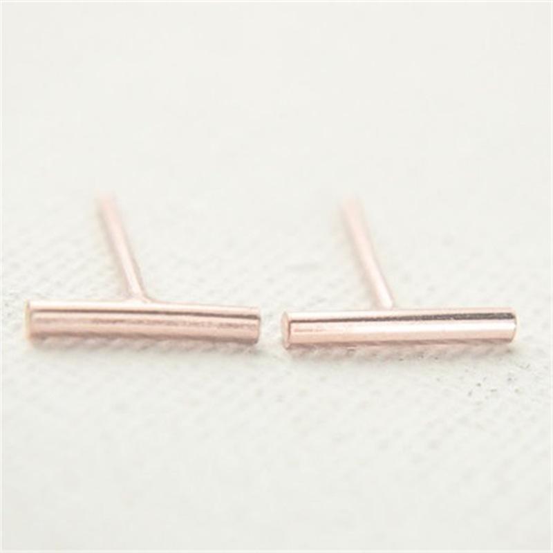 Explosive style simple fashion round rod-shaped nail earrings popular all-match electroplating three-color