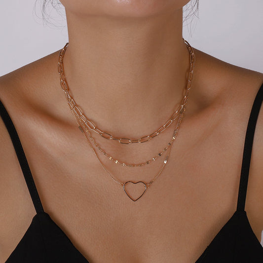N9781 Jewelry Simple and Indifferent Necklace Women's Multi-layer Niche Temperament Geometric Circle Necklace