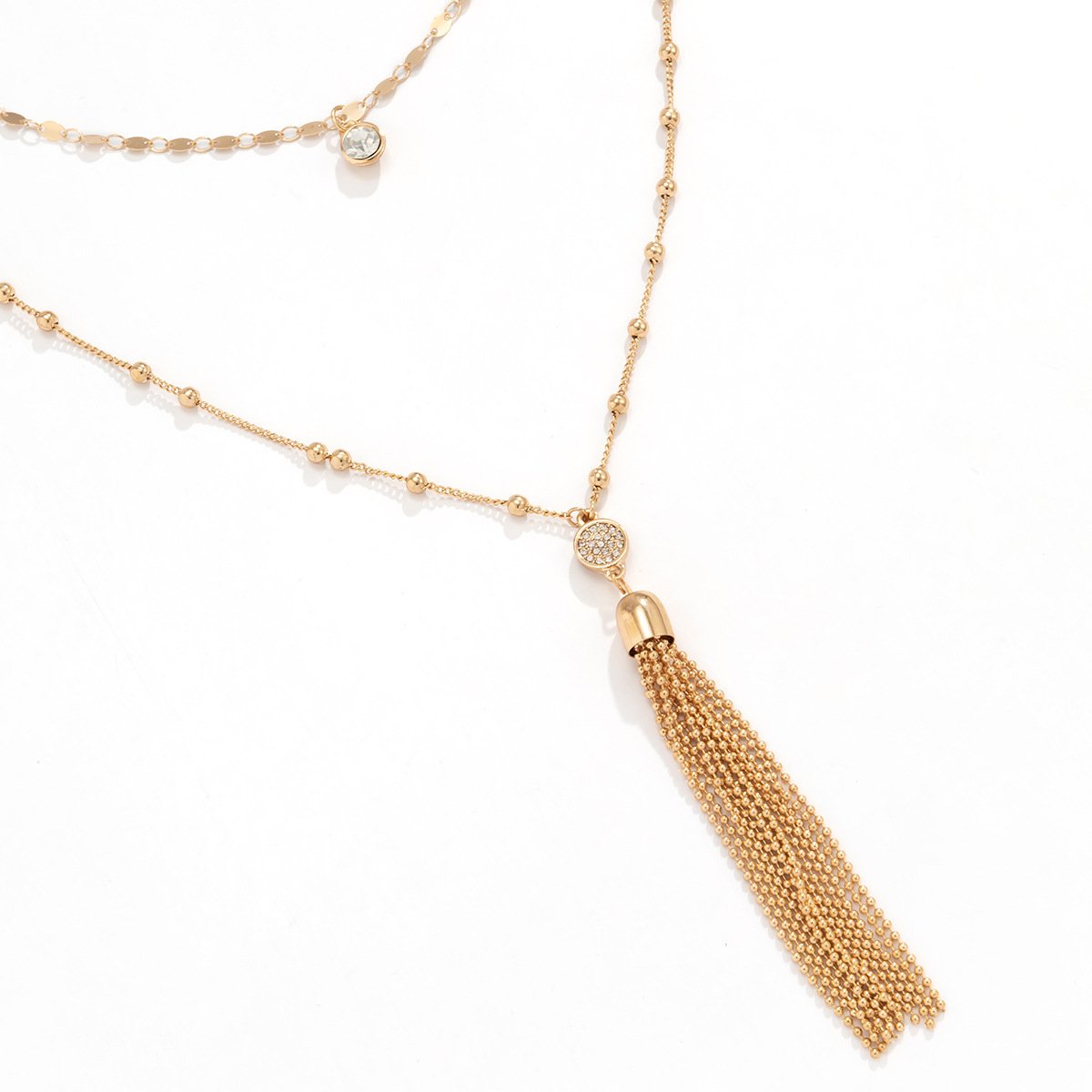 Fashion Sexy Tassel Chain Chest Chain Necklace Female Personality Inlaid Rhinestone Ball Chain Clavicle Necklace