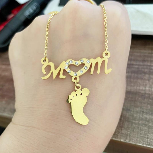 Personalized Custom Family Foot Necklace Female Name Full Diamond Clavicle Chain