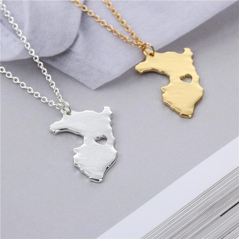 Popular Jewelry Alloy Plating Gold Silver Peru Map Necklace Clearance