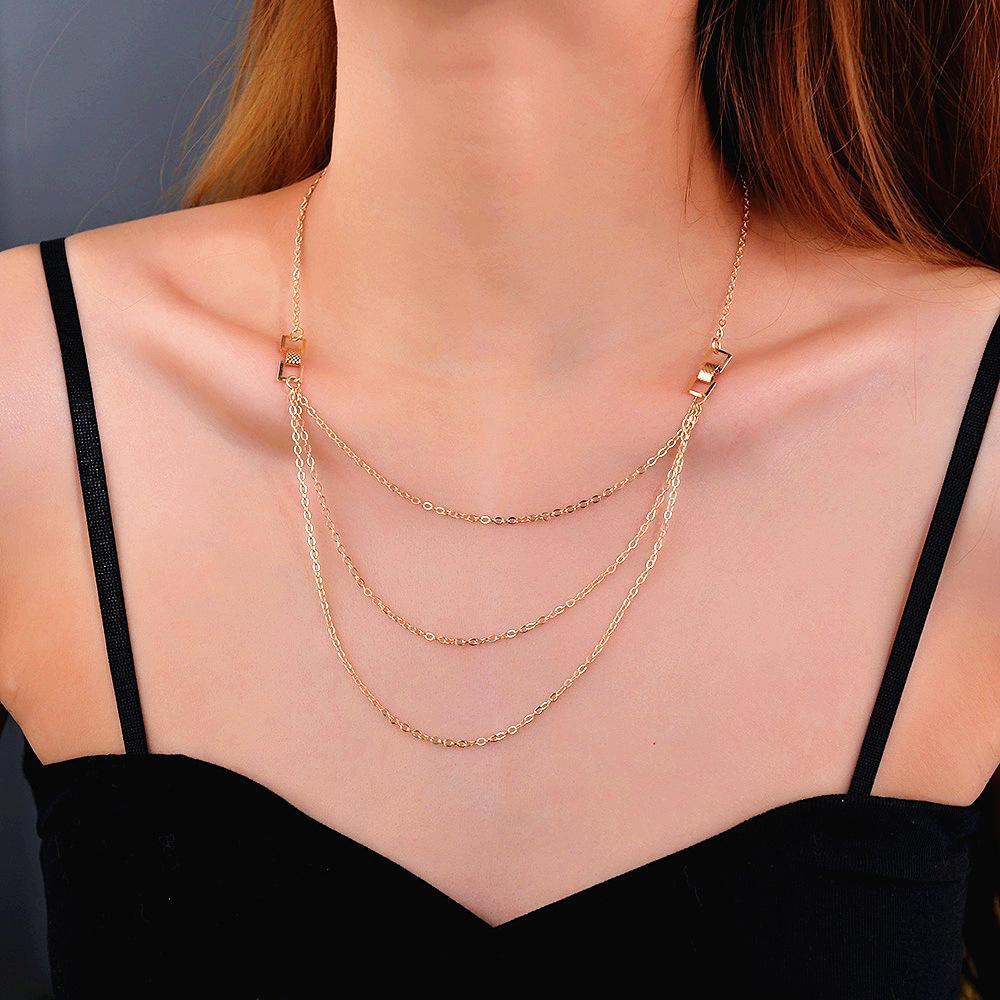 Fashion Retro Multilayer Chain Tassel Necklace Clavicle Chain Accessories