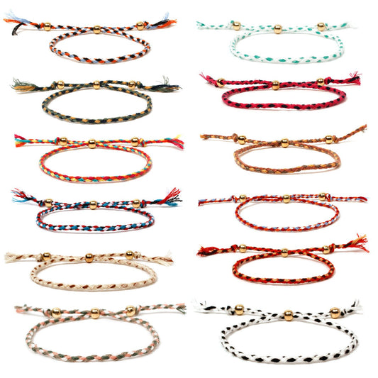 Jewelry Gold Bead Bracelet Women's Fashion Handwoven Color Thread Jewelry