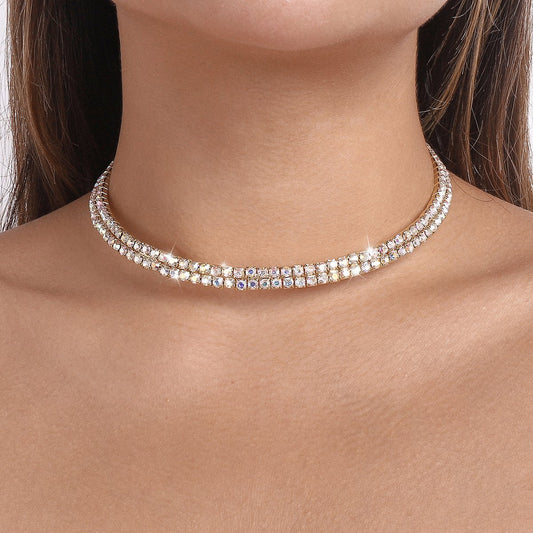 N134 Necklace Hong Kong Claw Chain Row Diamond Geometric Elegant Necklace Temperament Creative Fashion Necklace