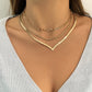 Indifferent V-shaped snake bone chain stacked hollow French clavicle chain simple twist all-match metal niche necklace
