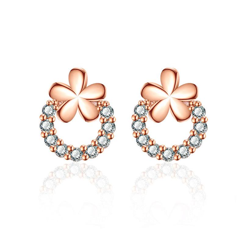 Jewelry niche design high-end plum blossom ring earrings female personality small earrings jewelry