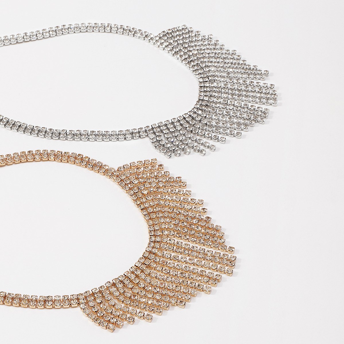 N1553 Claw Chain Tassel Necklace Night Shining Rhinestone Geometric Necklace Exaggerated Vintage Necklace