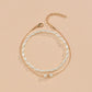 Fashion Chain Elastic Thread Double Layer Anklet Elegant Temperament Imitation Pearl Anklet Accessories