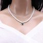 Ins black agate love glass pearl collarbone jewelry girl high-end feeling peach heart-shaped retro necklace female