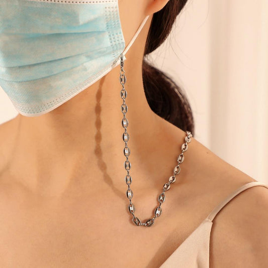 Mask anti-drop lanyard simple stainless steel pig nose chain multi-purpose mask hanging chain glasses chain