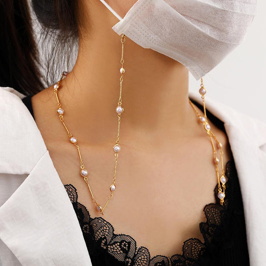 Mask anti-lost hanging chain temperament retro pearl handmade chain multi-purpose mask glasses chain sweater chain female