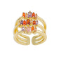 ZR129 Light Luxury Zircon Ring Exaggerated Palace Retro Copper Material Ring Opening Adjustable Tail Ring