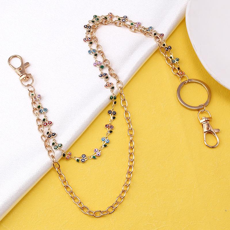 Fashion Pants Chain Acrylic Oil Drip Devil Eye Flower Accessories Waist Chain Metal Ring Decoration