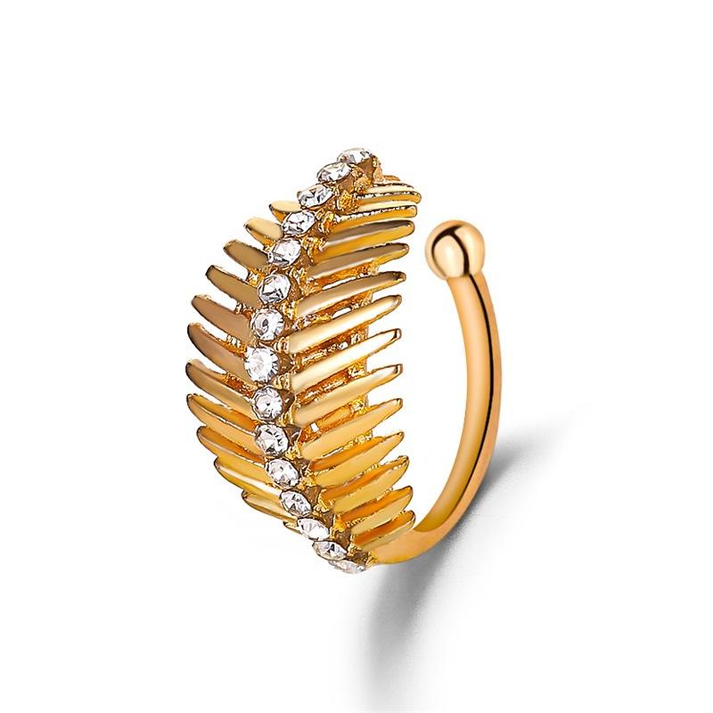 Earrings retro diamond-studded leaf ear clip creative iron tree ear bone clip personality street shooting single earring