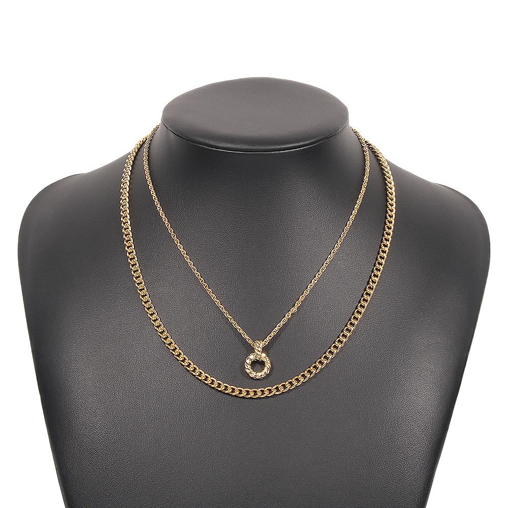 N8997 Jewelry Temperament Simple Twist Chain Stacked Necklace Ring Hollow Cold Necklace Female