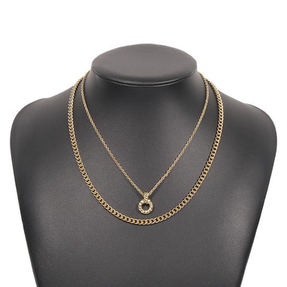 N8997 Jewelry Temperament Simple Twist Chain Stacked Necklace Ring Hollow Cold Necklace Female