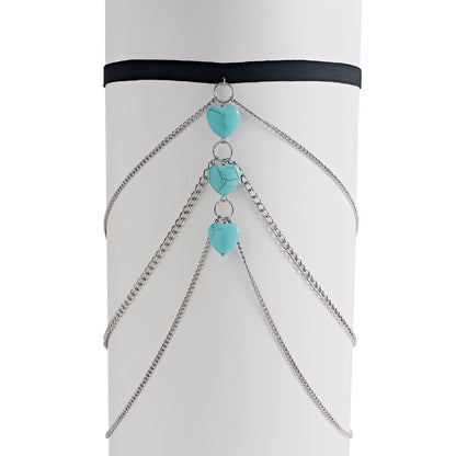 Jewelry ins love turquoise elastic thigh chain accessories female legchain beach leg ring