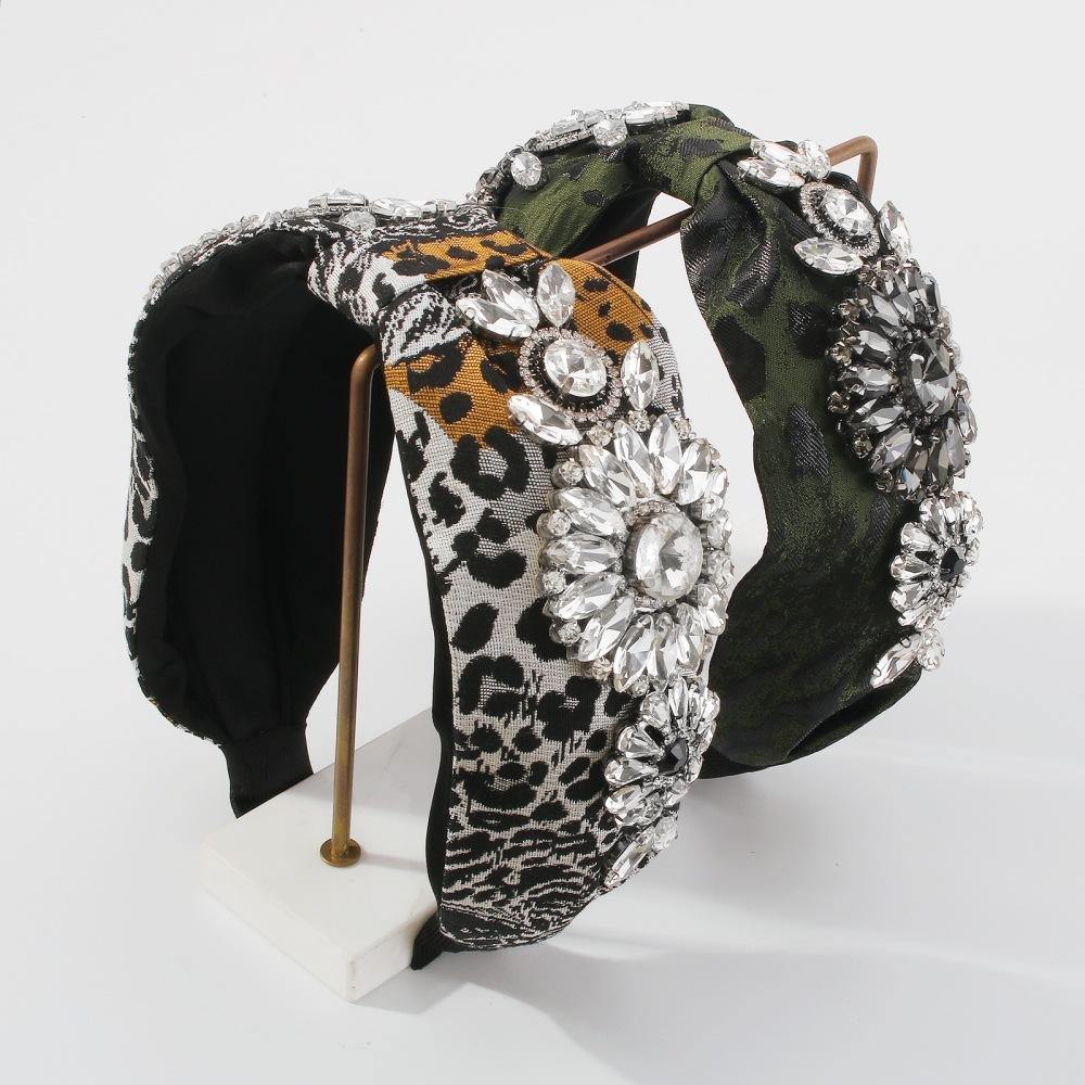 F375 fashion fabric art diamond hair accessories catwalk baroque heavy industry headband wide-brimmed retro headband