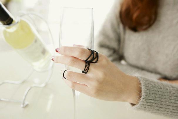 Jewelry Matte Black Fashion Hipster Knuckle Ring Index Finger Female Ring Three-piece Ring