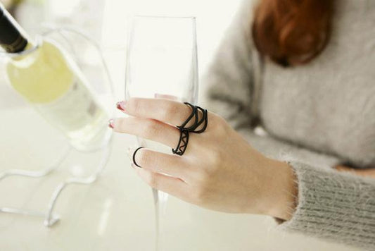 Jewelry Matte Black Fashion Hipster Knuckle Ring Index Finger Female Ring Three-piece Ring