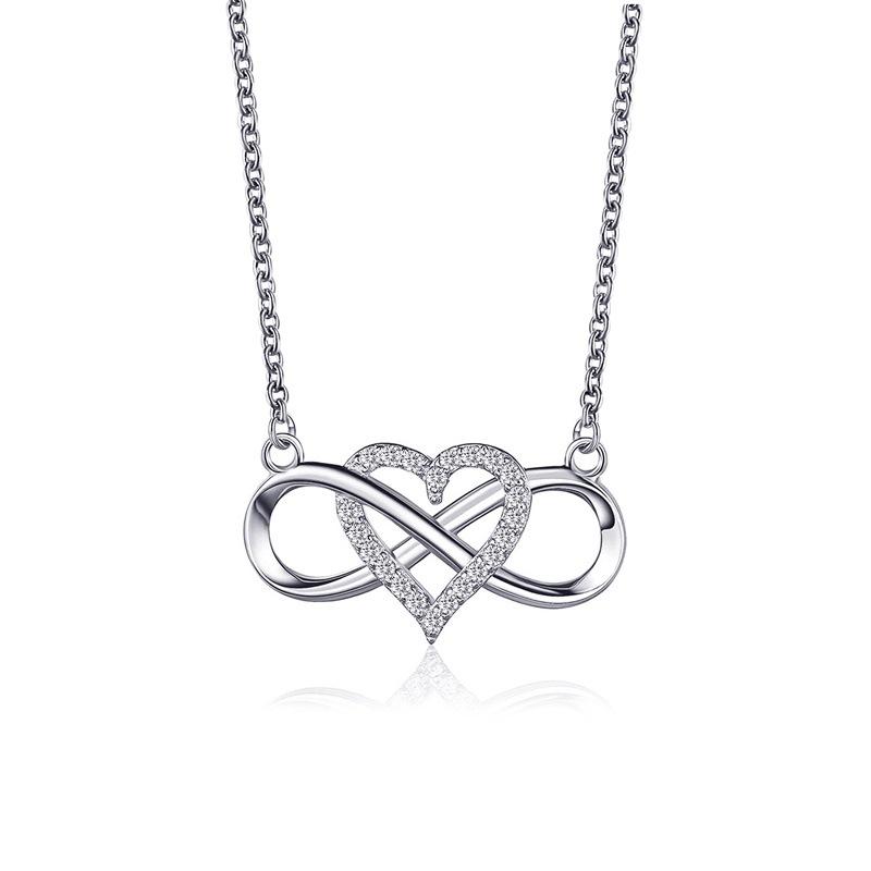 Knotted love necklace cold and simple 8-character heart-shaped cross clavicle chain ins niche design jewelry
