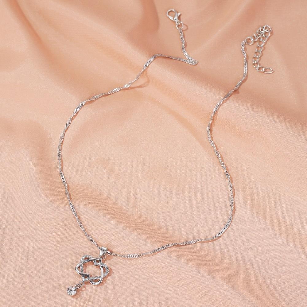 Jewelry heart-to-heart pendant clavicle chain love concentric knot necklace Valentine's Day gift