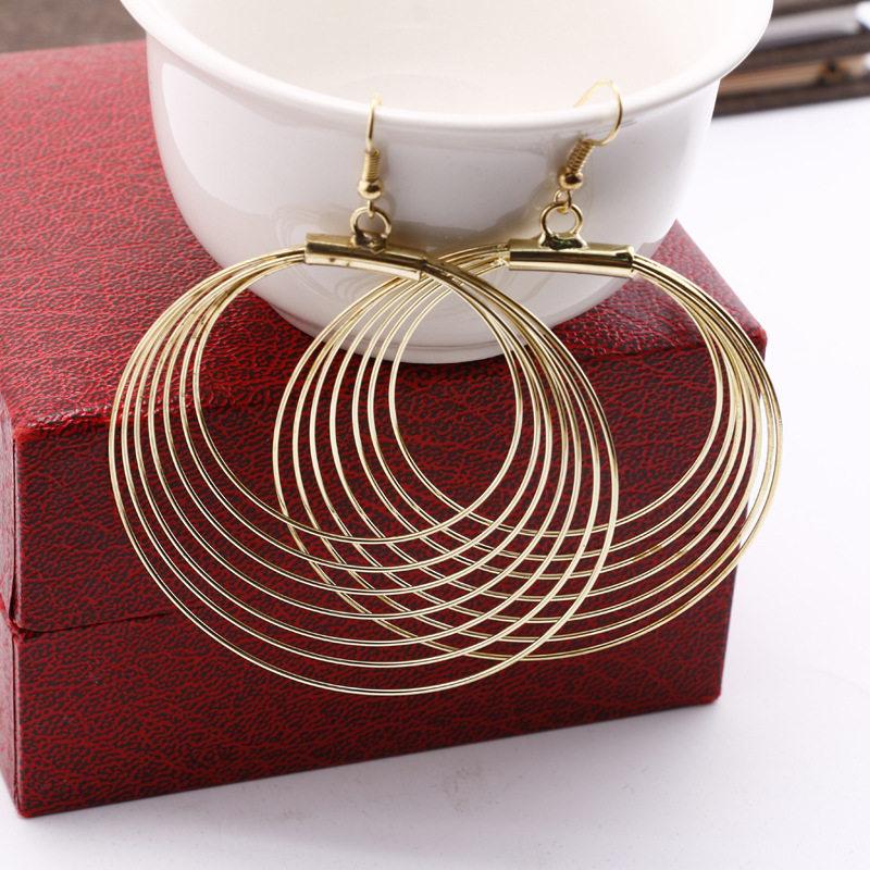 Jewelry exaggerated fashion metal ring buckle multi-layer hoop earrings night trend earrings