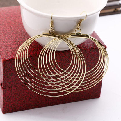 Jewelry exaggerated fashion metal ring buckle multi-layer hoop earrings night trend earrings