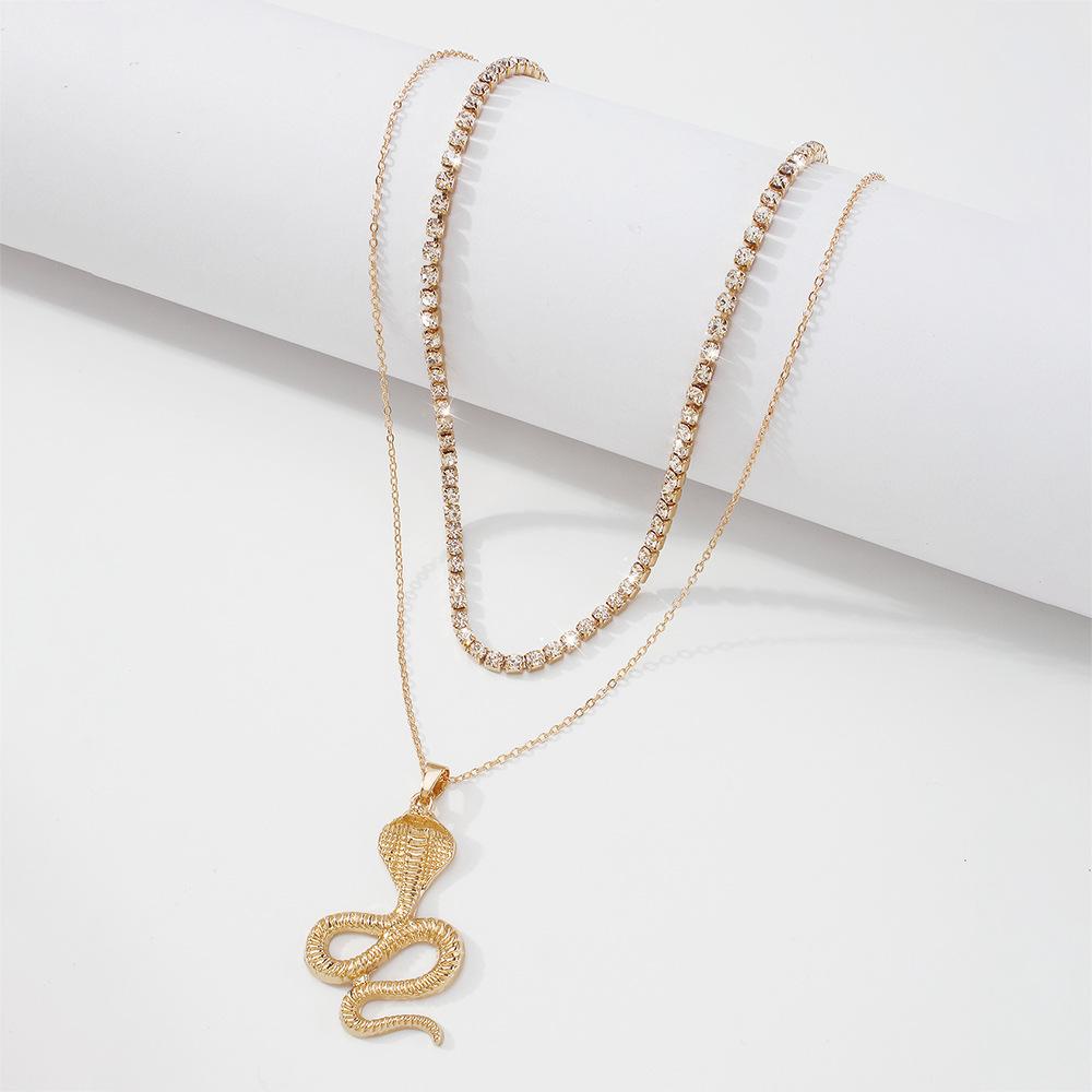 N916 Exaggerated Double Layer Neck Chain Claw Chain Serpentine Retro Clavicle Necklace Personality Long Animal Necklace Women