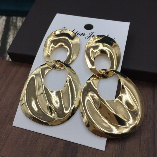 Fashion Water Drop Twisted Ring Earrings Birthday Party Night Performance Earrings Jewelry Stall