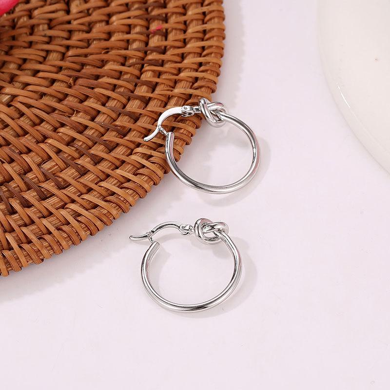 All-match simple and sweet personality knotted earrings ins temperament simple hoop earrings female accessories