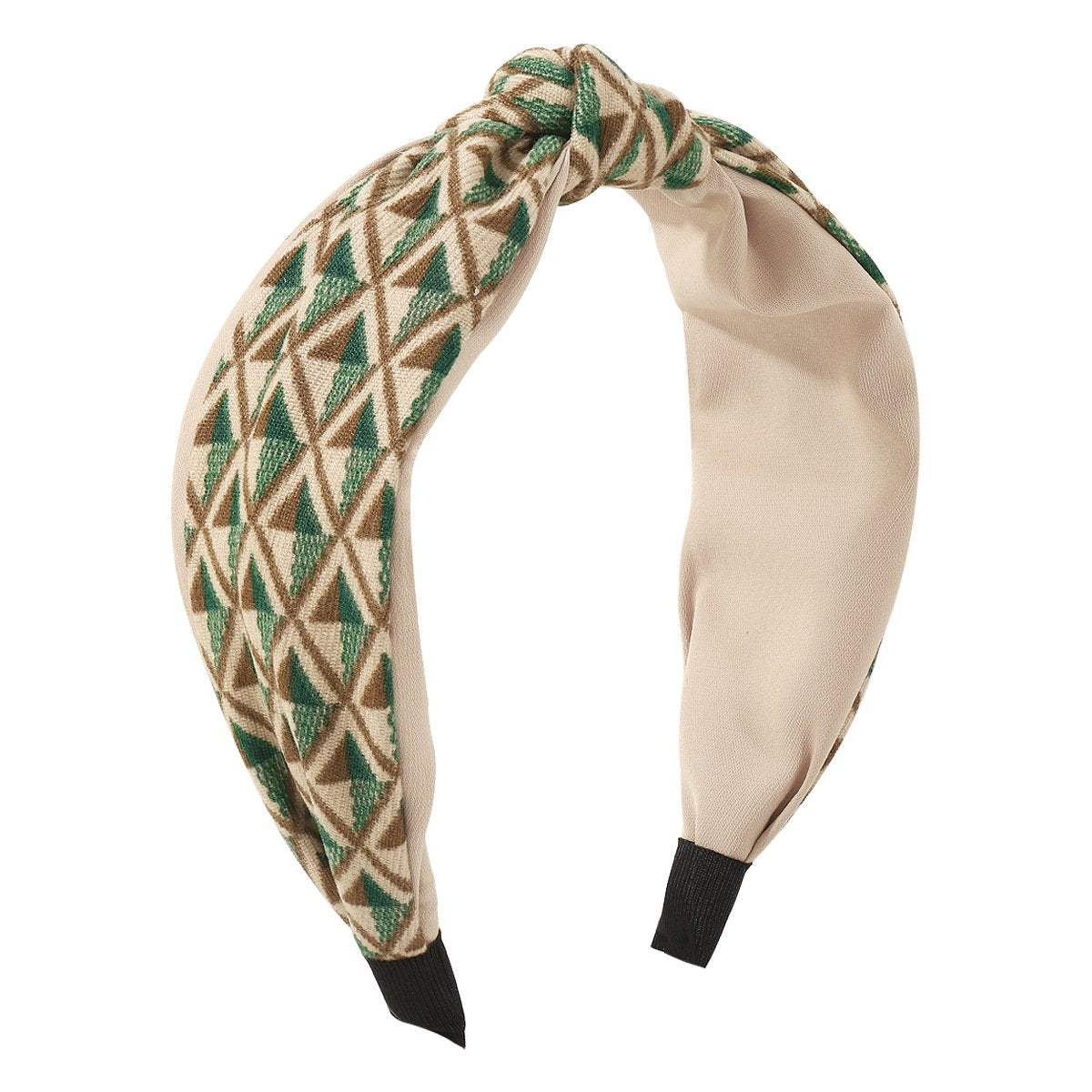 F555 Simple niche fabric knotted wide-brimmed hair hoop diamond-shaped lattice small fresh color contrast retro temperament head hoop