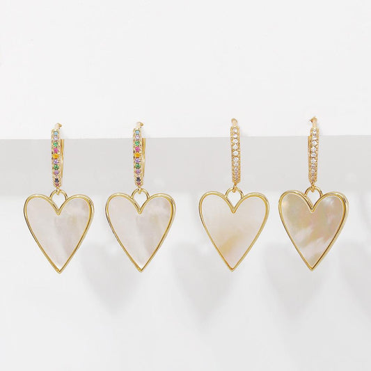 ZE16 Jewelry micro-inlaid simple niche love earrings creative temperament shell earrings