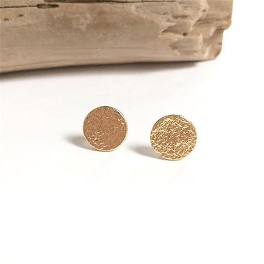 Accessories Simple Textured Alloy Stud Earrings Fashion Retro Gold Round Earrings