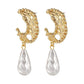 Earrings fashion French Baroque drop-shaped pearl earrings temperament bumpy moon earrings for women