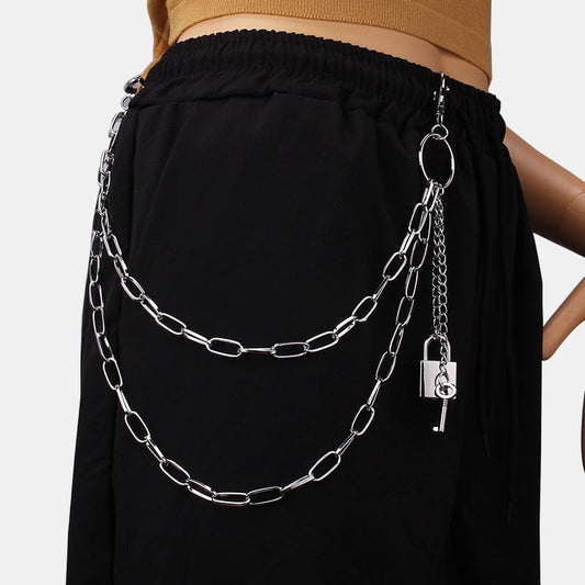 Jewelry Punk Retro Double Body Chain Hip Hop Personality Padlock Pants Chain Fashion Waist Chain